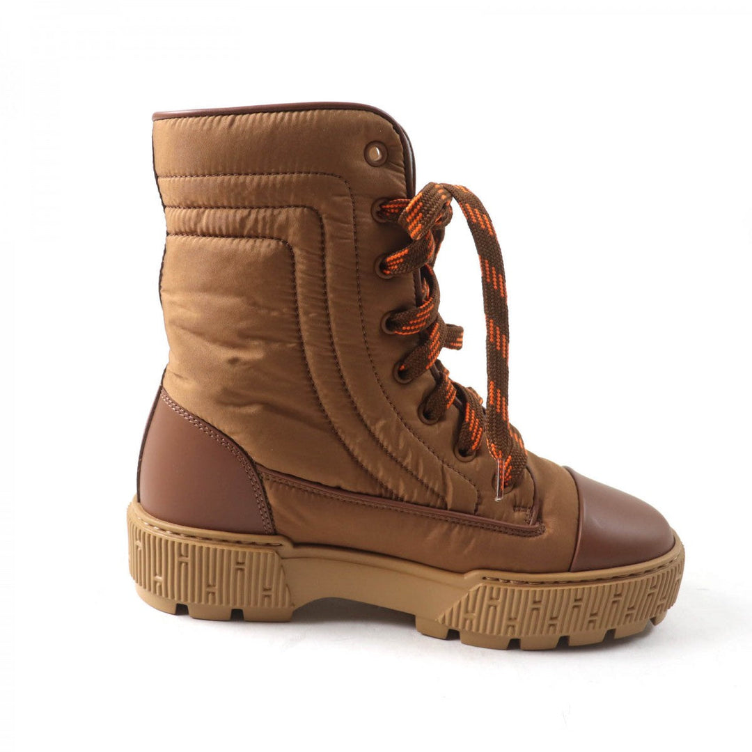 HERMES short boots H232064Z quilted parachute , chevre , rubber , Brown fresh Women 35.5 Used Authentic