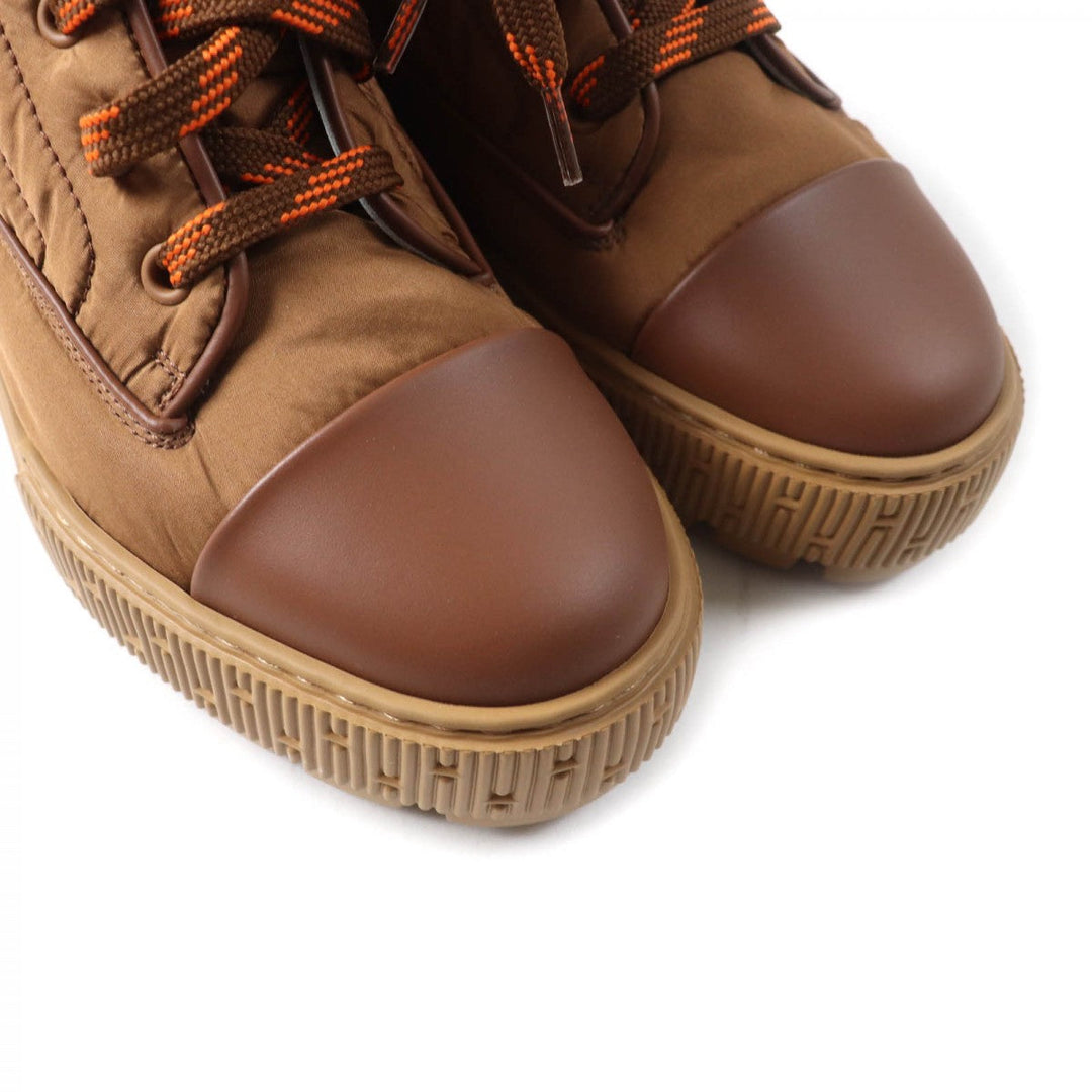 HERMES short boots H232064Z quilted parachute , chevre , rubber , Brown fresh Women 35.5 Used Authentic