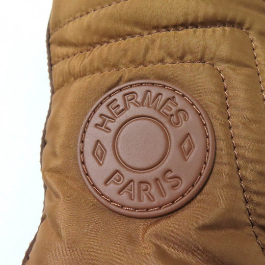 HERMES short boots H232064Z quilted parachute , chevre , rubber , Brown fresh Women 35.5 Used Authentic