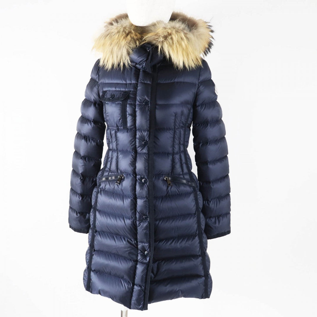 MONCLER down coat Main: 100% nylon, Lining: 100% nylon, Filling: 90% down, Filling: 10% feather, Fur: raccoon Navy HERMIFUR Women 00 Used Authentic