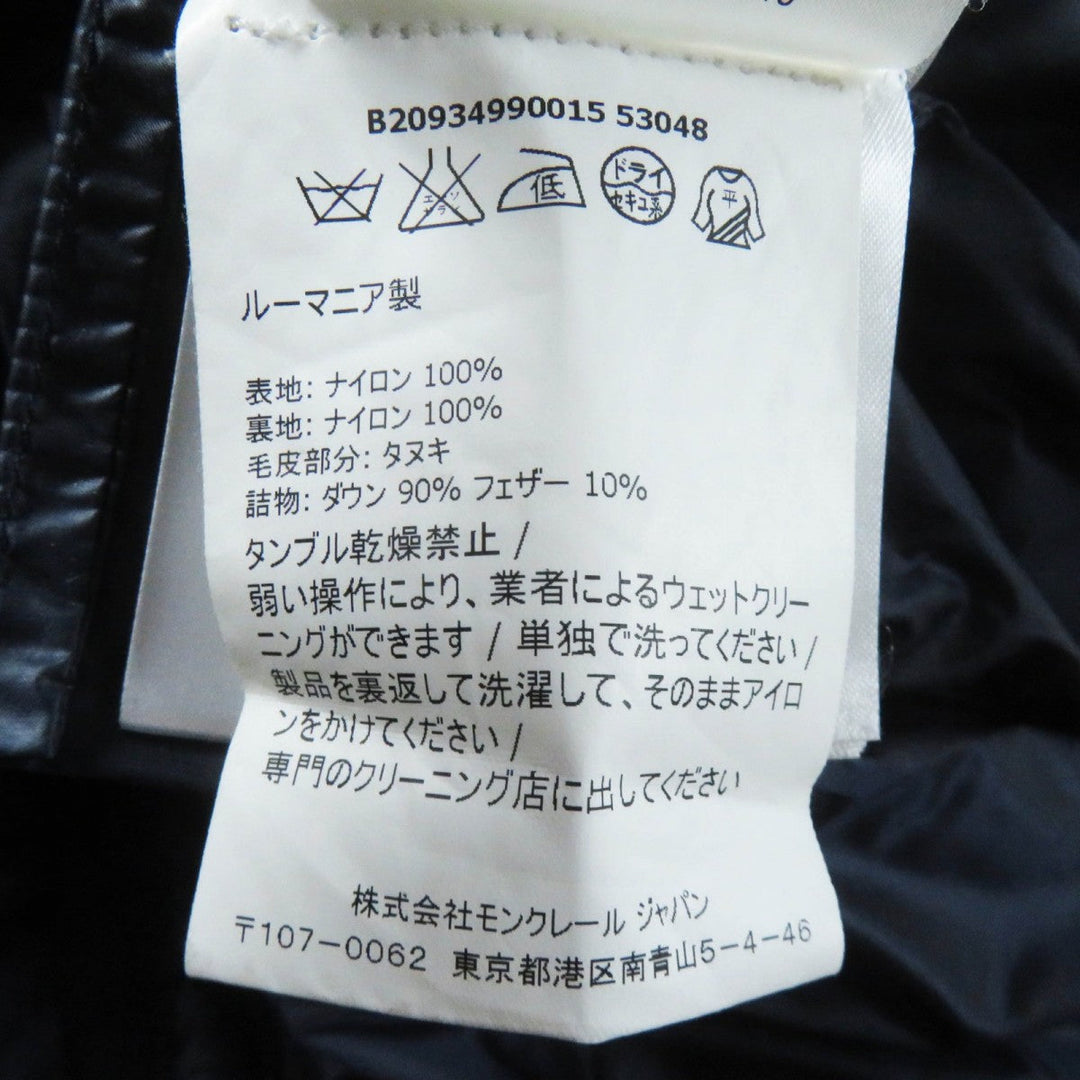 MONCLER down coat Main: 100% nylon, Lining: 100% nylon, Filling: 90% down, Filling: 10% feather, Fur: raccoon Navy HERMIFUR Women 00 Used Authentic