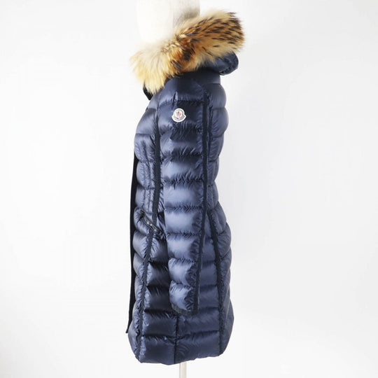 MONCLER down coat Main: 100% nylon, Lining: 100% nylon, Filling: 90% down, Filling: 10% feather, Fur: raccoon Navy HERMIFUR Women 00 Used Authentic
