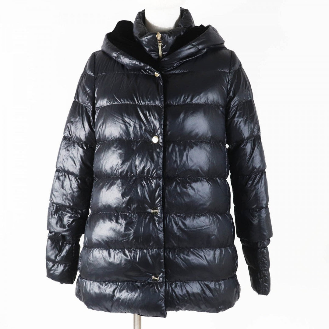 Herno Down jacket PI0969D Outer: 90% polyester, Outer: 10% polyurethane, Outer: 100% nylon, Filling: 90% down, Filling: 10% feather black Women 40 Used Authentic