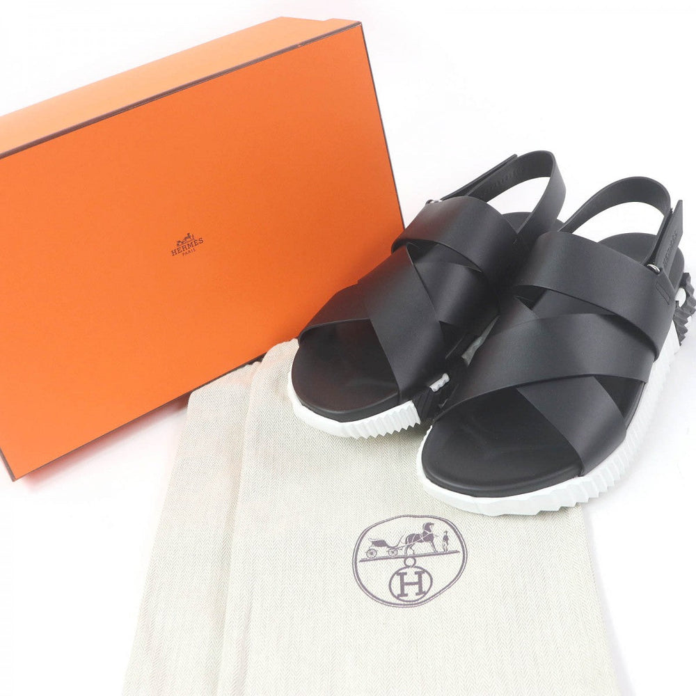 HERMES Sandals Main: Leather black Electric mens 44 Used Authentic