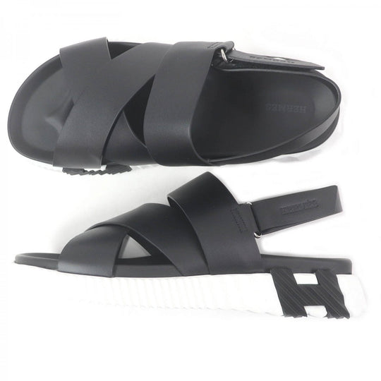 HERMES Sandals Main: Leather black Electric mens 44 Used Authentic