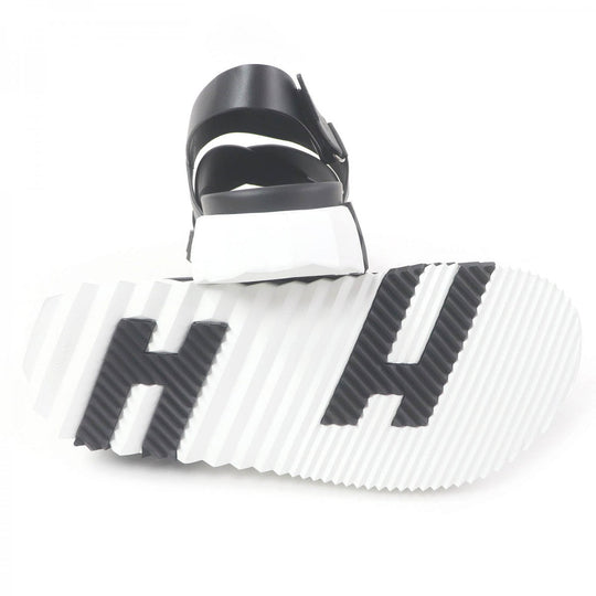 HERMES Sandals Main: Leather black Electric mens 44 Used Authentic