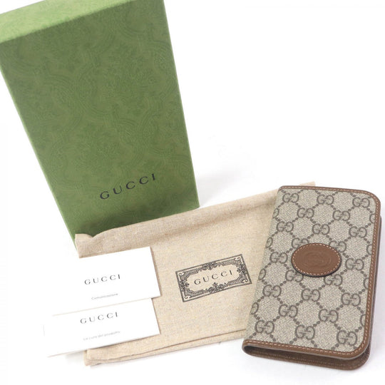 GUCCI iPhone case 760184 GG Supreme Brown mens Used Authentic