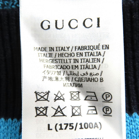 GUCCI cardigan 661156 Main: 54% wool, Main: 46% cotton, Part: 54% wool, Part: 43% cotton, Part: 2% polyurethane blue-black mens L Used Authentic