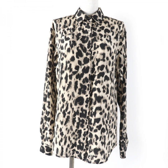 SAINT LAURENT PARIS Long sleeve shirt 465896 Main: 100% silk Brown type Women 36 Used Authentic