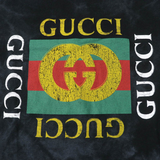 GUCCI Short sleeve T-shirt 457936 Main: 100% cotton, Part: 100% cotton, Part: 100% polyester black Floral Embroidery Tee mens S Used Authentic