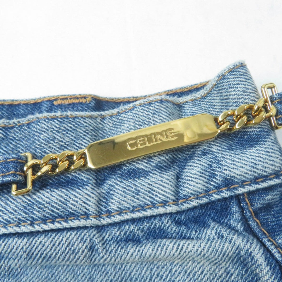 CELINE skirt S195 571Q 08YC Main: 100% cotton Indigo Women 28 Used Authentic