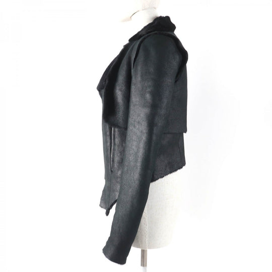 HELMUT LANG Mouton jacket Main: Sheep leather black Women Used Authentic