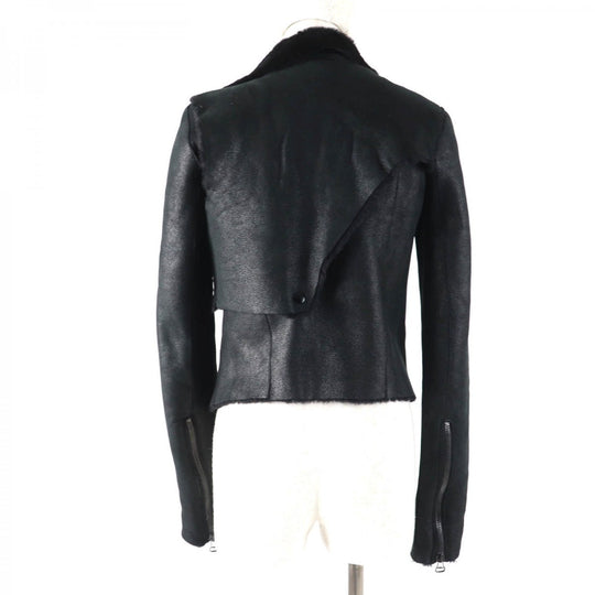HELMUT LANG Mouton jacket Main: Sheep leather black Women Used Authentic