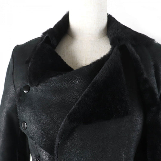 HELMUT LANG Mouton jacket Main: Sheep leather black Women Used Authentic