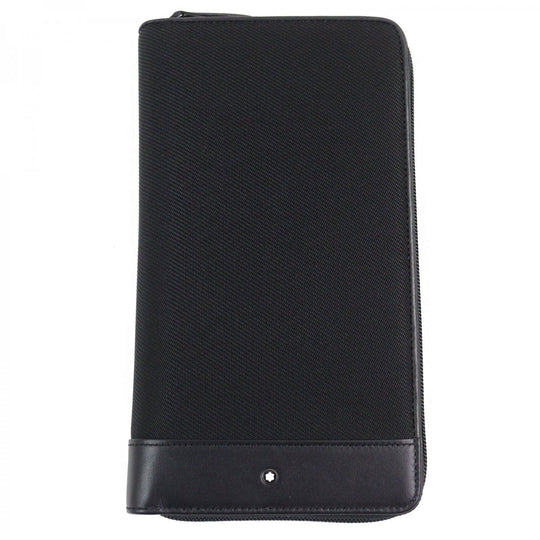 MONTBLANC Long Wallet Purse 115841 Part: Leather black Night Flight Travel Wallet mens Used Authentic