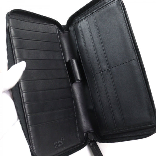 MONTBLANC Long Wallet Purse 115841 Part: Leather black Night Flight Travel Wallet mens Used Authentic