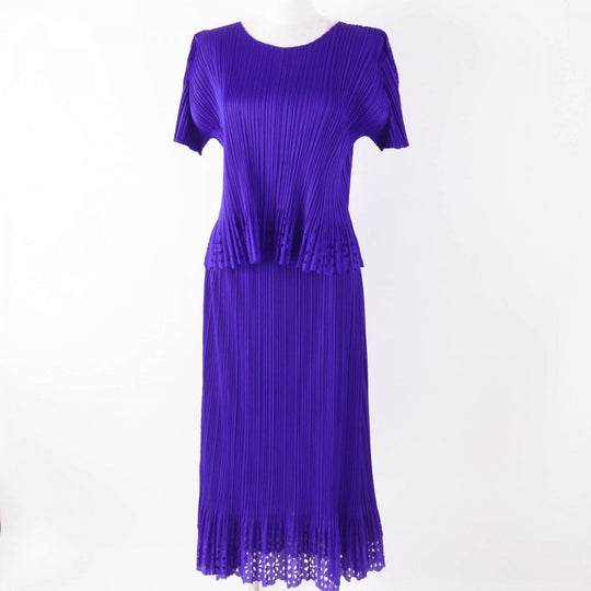PLEATS PLEASE setup PP31-JK802 PP31-JG805 Main: 100% polyester Purple Blue type Women 3 Used Authentic