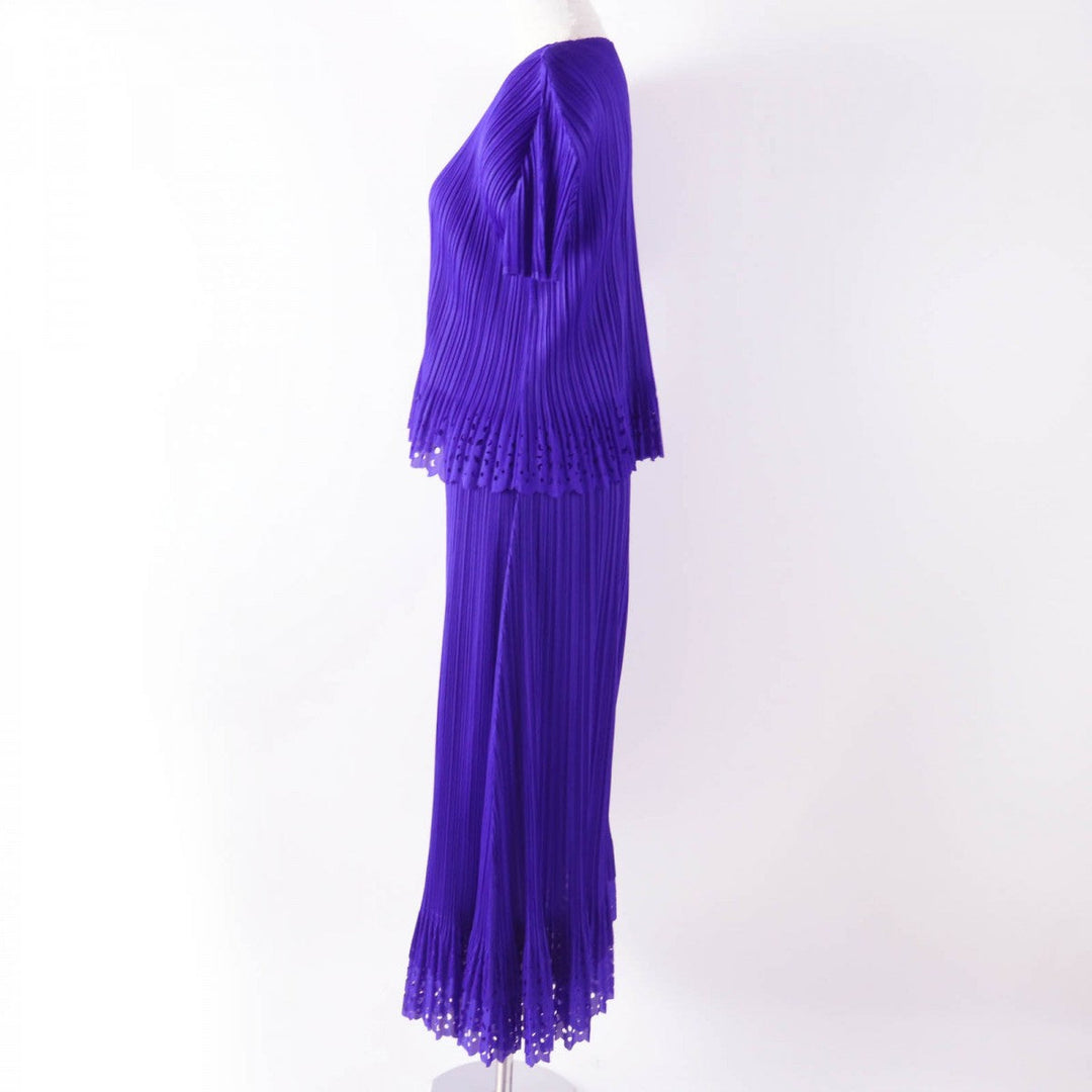 PLEATS PLEASE setup PP31-JK802 PP31-JG805 Main: 100% polyester Purple Blue type Women 3 Used Authentic