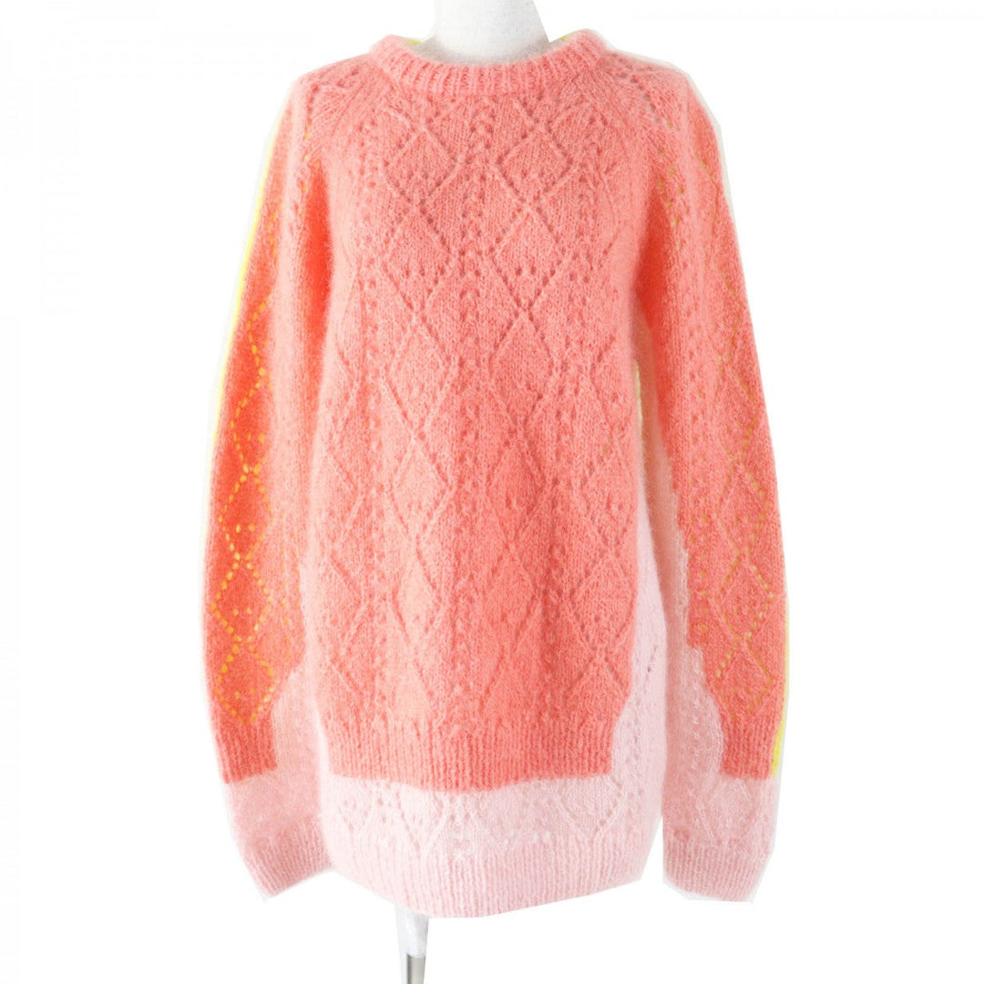 LOEWE knit S359Y14K40 Main: 67% mohair, Main: 28% polyamide, Main: 5% wool, Leather part: calf leather Pink Yellow Women S Used Authentic