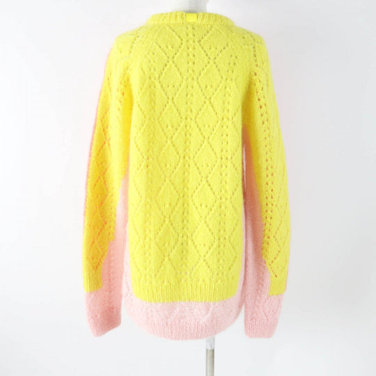 LOEWE knit S359Y14K40 Main: 67% mohair, Main: 28% polyamide, Main: 5% wool, Leather part: calf leather Pink Yellow Women S Used Authentic
