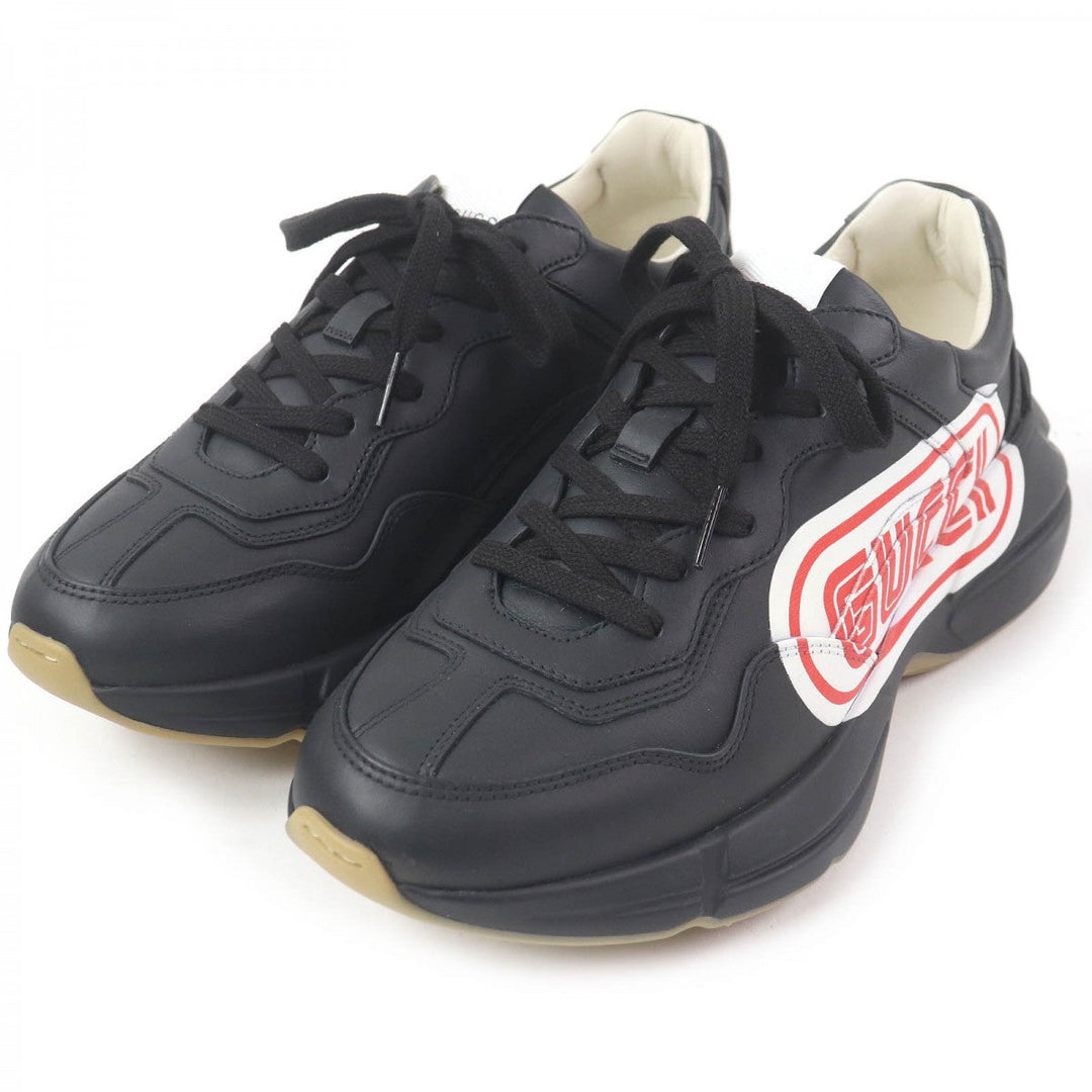 GUCCI Low cut sneakers 523609 Main: Leather black Ryton mens 6.5 Used Authentic