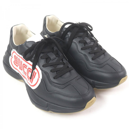 GUCCI Low cut sneakers 523609 Main: Leather black Ryton mens 6.5 Used Authentic