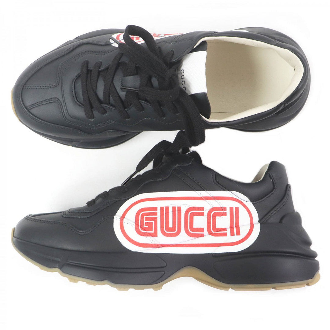 GUCCI Low cut sneakers 523609 Main: Leather black Ryton mens 6.5 Used Authentic