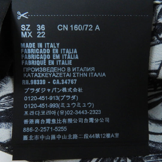 PRADA Long sleeve shirt P491C Main: 100% silk Black White Women 36 Used Authentic