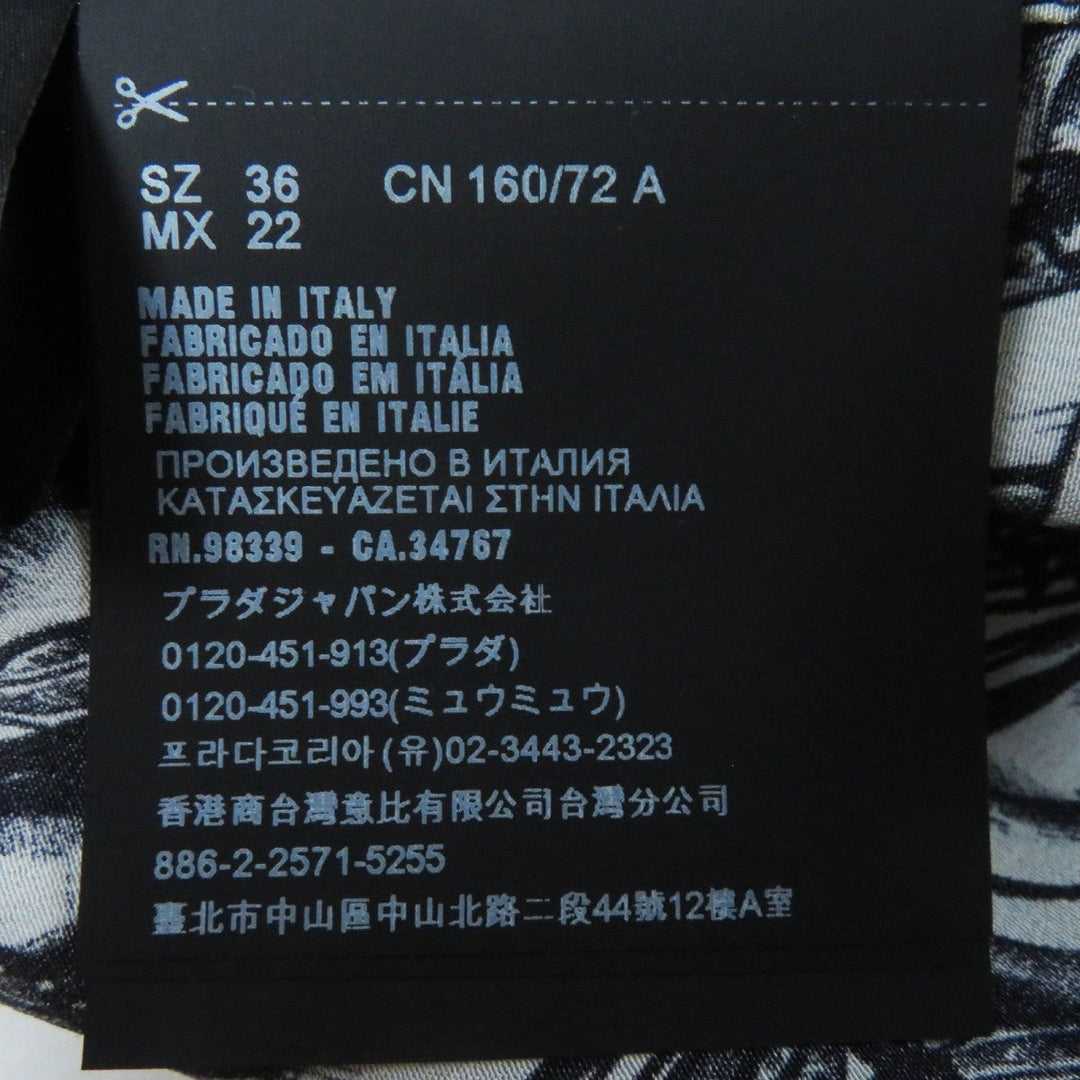 PRADA Long sleeve shirt P491C Main: 100% silk Black White Women 36 Used Authentic