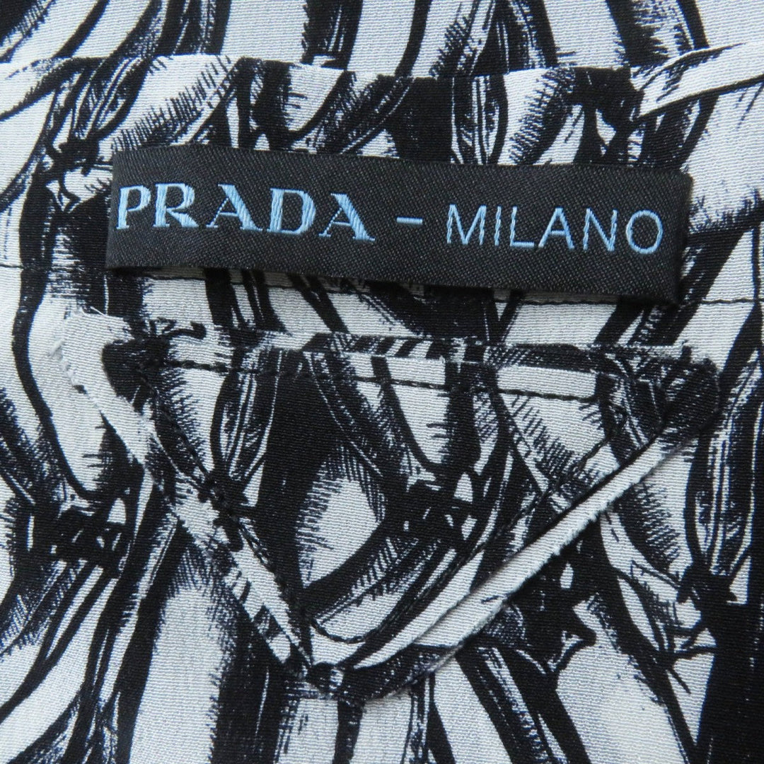 PRADA Long sleeve shirt P491C Main: 100% silk Black White Women 36 Used Authentic