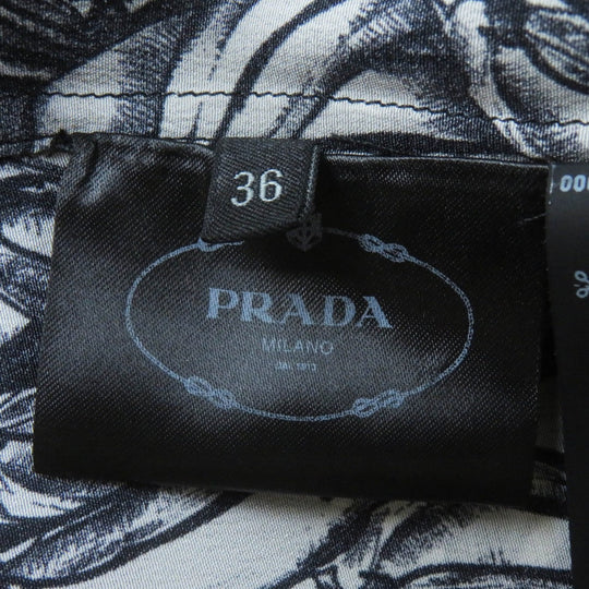 PRADA Long sleeve shirt P491C Main: 100% silk Black White Women 36 Used Authentic