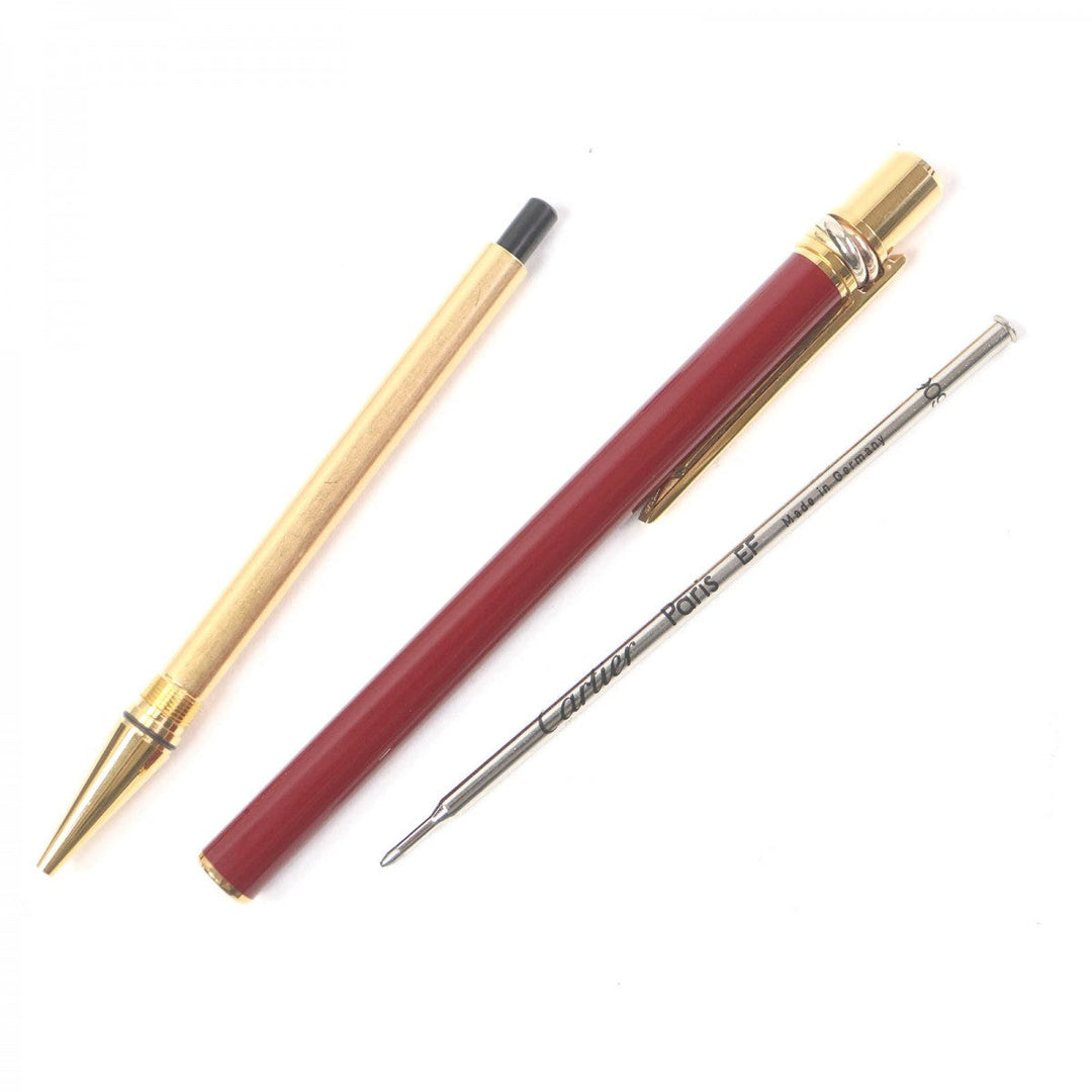 CARTIER Ballpoint pen metal Bordeaux Cartier Double Logo Trinity Do mens Used Authentic