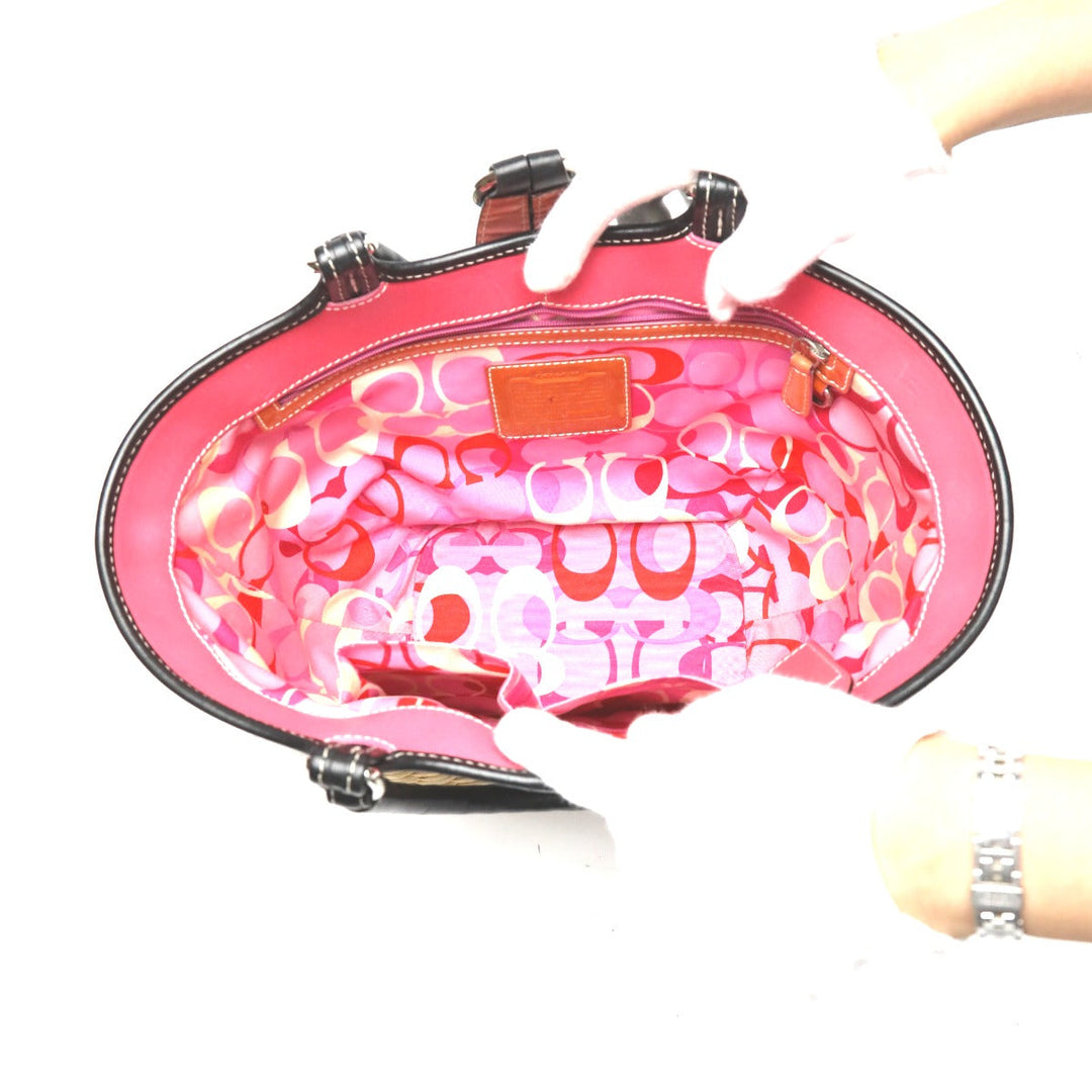 COACH Handbag 6271 Straw, Leather beige Straw x leather Tote Bag Basket bag Women Used Authentic