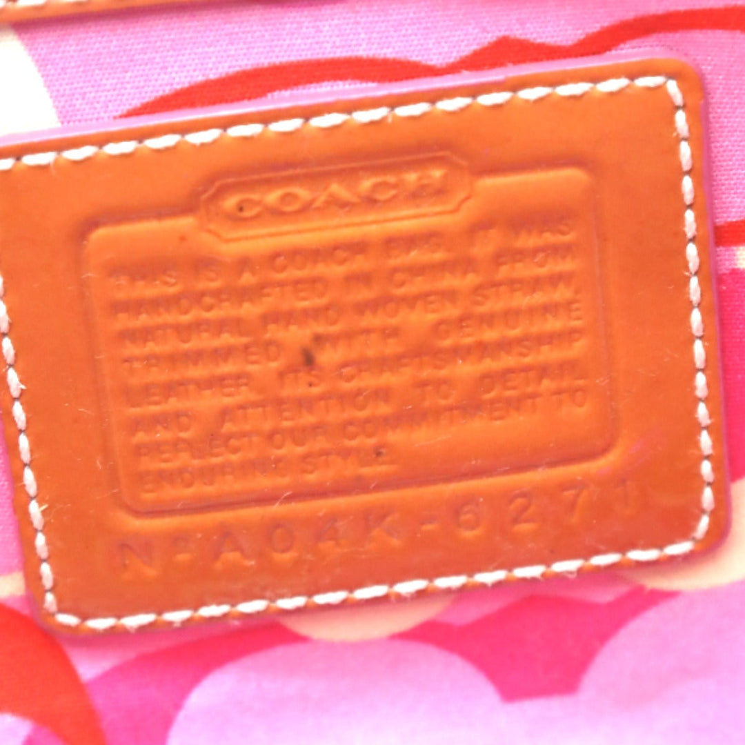 COACH Handbag 6271 Straw, Leather beige Straw x leather Tote Bag Basket bag Women Used Authentic