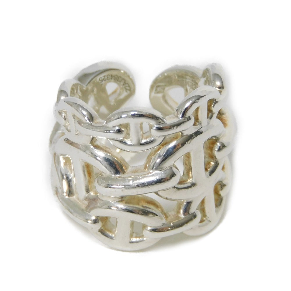 HERMES Ring Ag925 Silver Anchor Chain Chene Dunkle Enchane GM