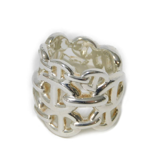 HERMES Ring Ag925 Silver Anchor Chain Chene Dunkle Enchane GM