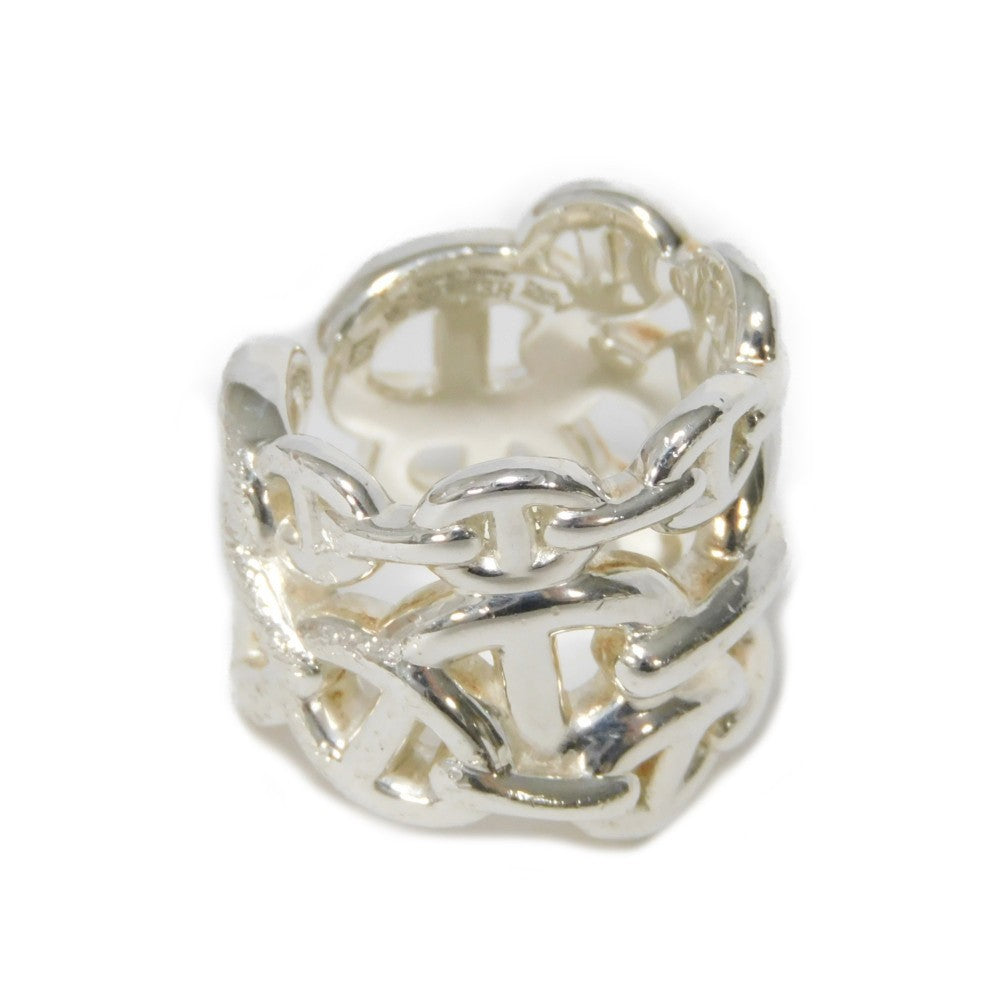 HERMES Ring Ag925 Silver Anchor Chain Chene Dunkle Enchane GM