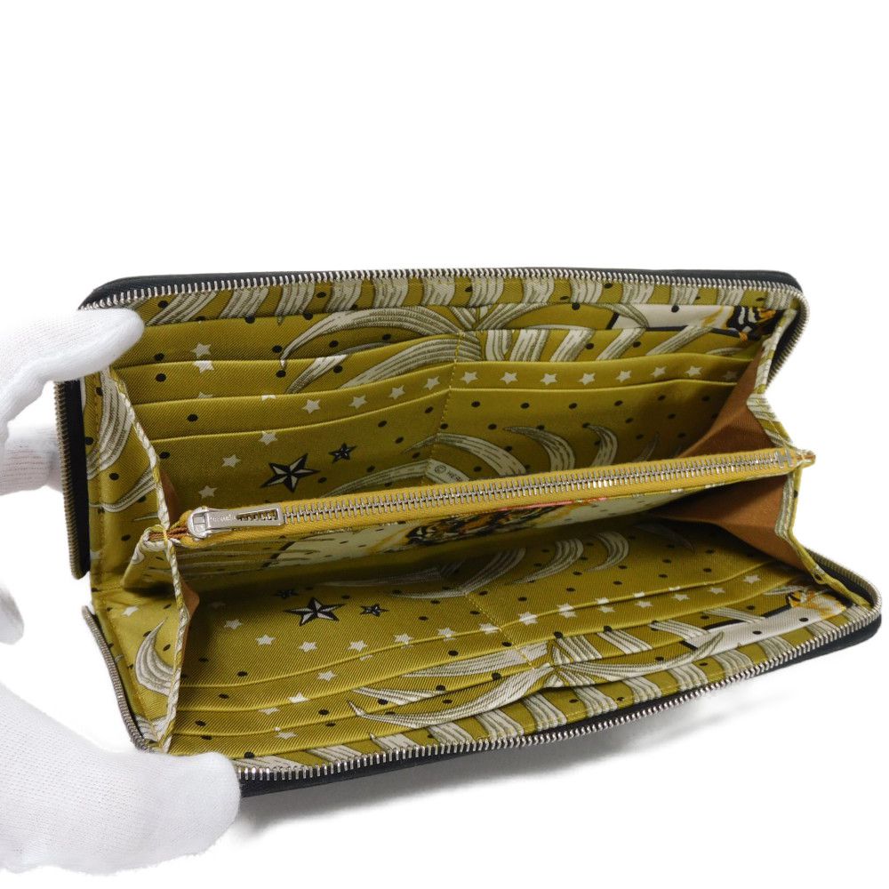 HERMES Long Wallet Purse Epsom , Barenia black King Tiger Fururi Azap Long Silk Inn