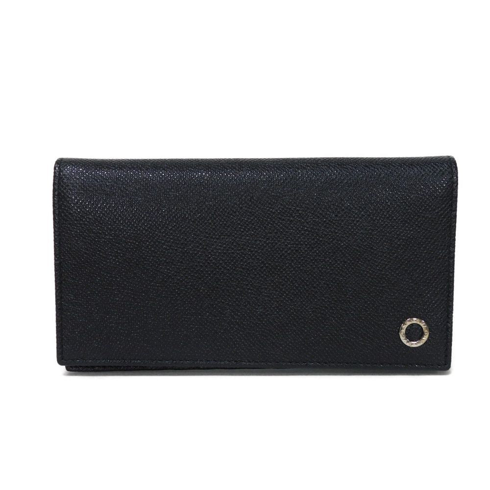 BVLGARI Long Wallet Purse 283810 Grain calf leather (embossed) black logo metal Bvlgari Man Large Wallet