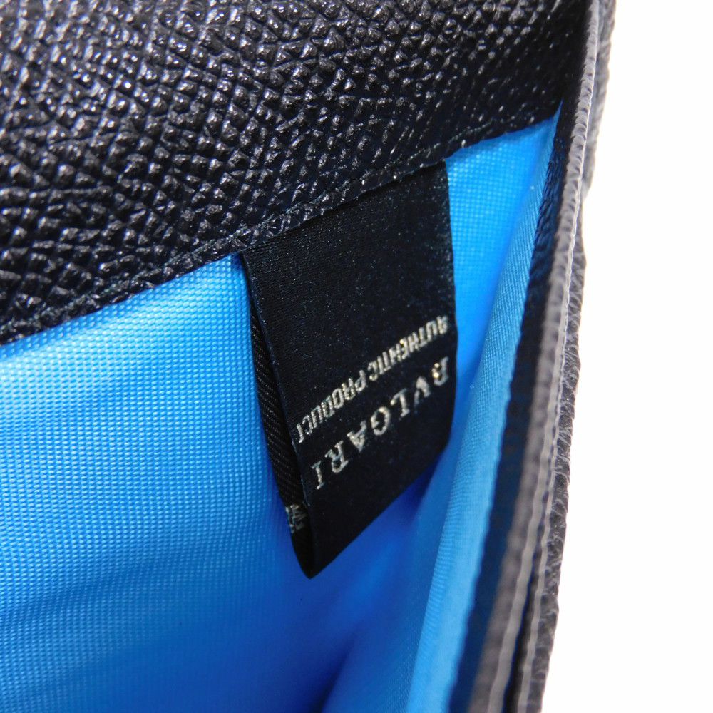 BVLGARI Long Wallet Purse 283810 Grain calf leather (embossed) black logo metal Bvlgari Man Large Wallet