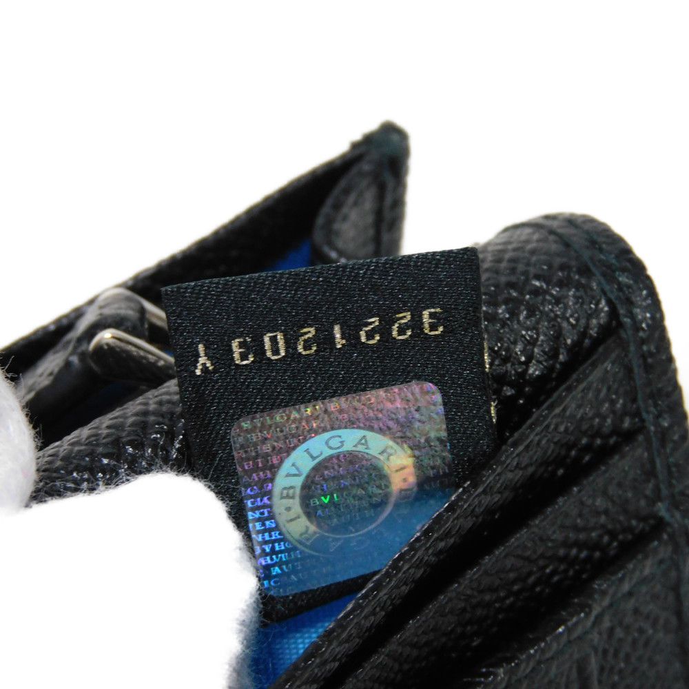 BVLGARI Long Wallet Purse 283810 Grain calf leather (embossed) black logo metal Bvlgari Man Large Wallet