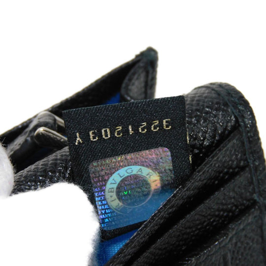 BVLGARI Long Wallet Purse 283810 Grain calf leather (embossed) black logo metal Bvlgari Man Large Wallet
