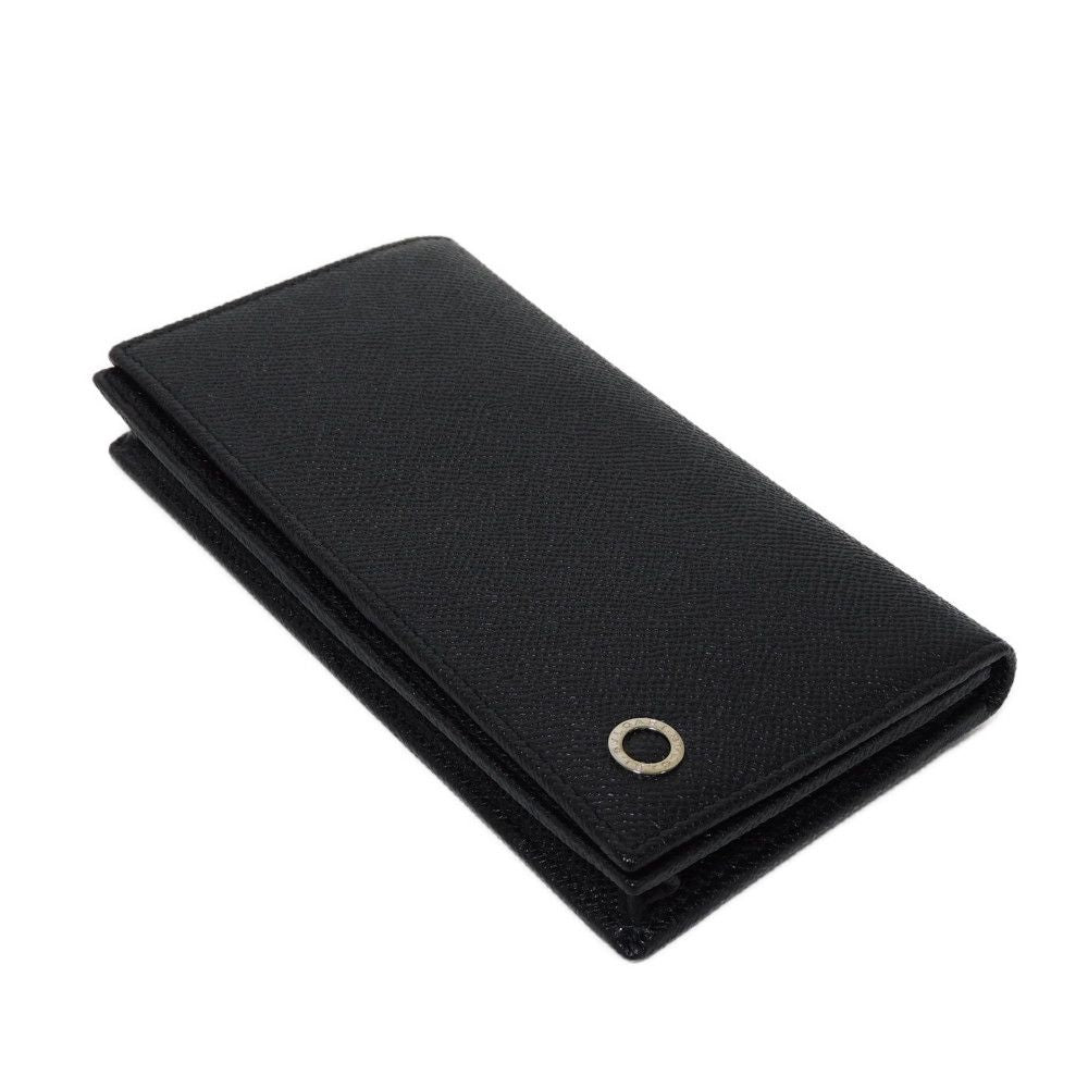 BVLGARI Long Wallet Purse 283810 Grain calf leather (embossed) black logo metal Bvlgari Man Large Wallet