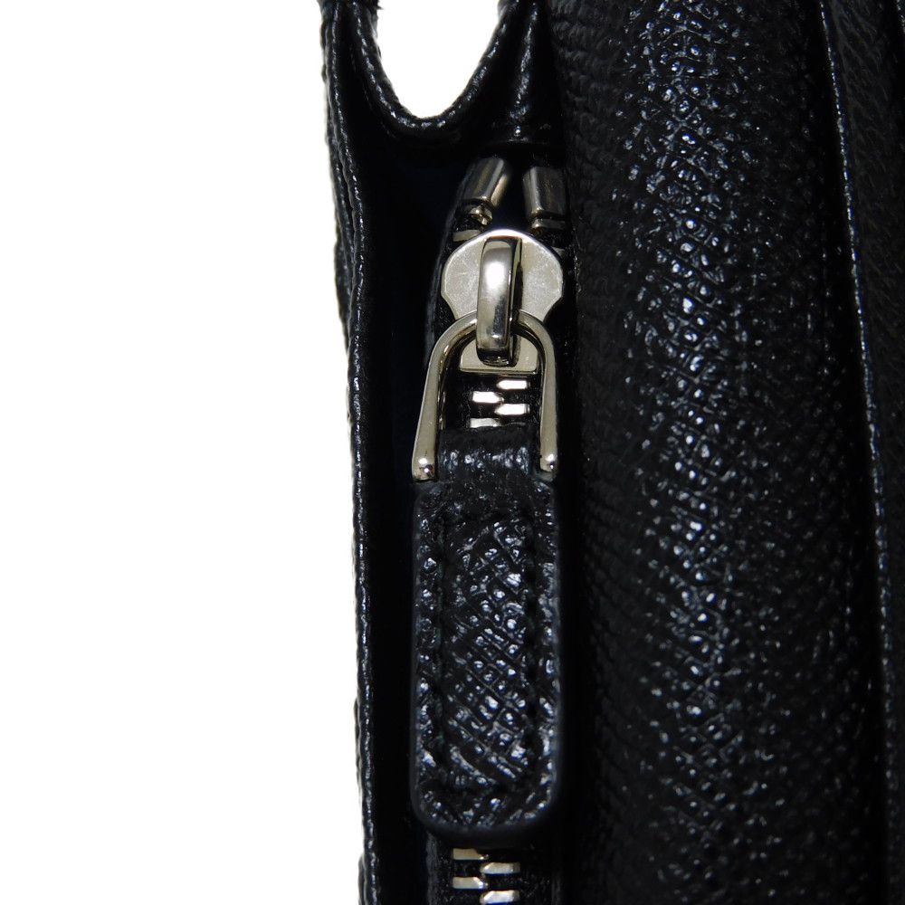 BVLGARI Long Wallet Purse 283810 Grain calf leather (embossed) black logo metal Bvlgari Man Large Wallet