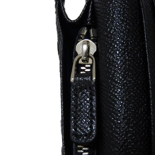 BVLGARI Long Wallet Purse 283810 Grain calf leather (embossed) black logo metal Bvlgari Man Large Wallet