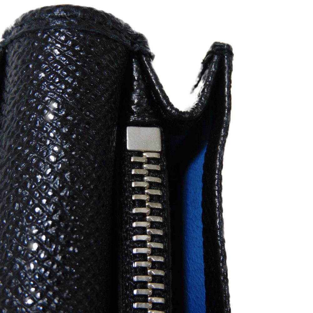 BVLGARI Long Wallet Purse 283810 Grain calf leather (embossed) black logo metal Bvlgari Man Large Wallet