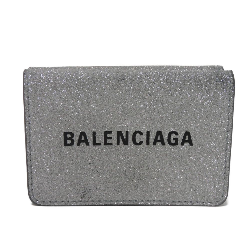 BALENCIAGA Tri-fold wallet 551921 0XV3N 8106 Polyurethane x polyester Silver New logo Everyday Mini Wallet