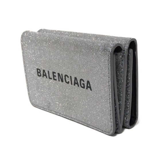 BALENCIAGA Tri-fold wallet 551921 0XV3N 8106 Polyurethane x polyester Silver New logo Everyday Mini Wallet
