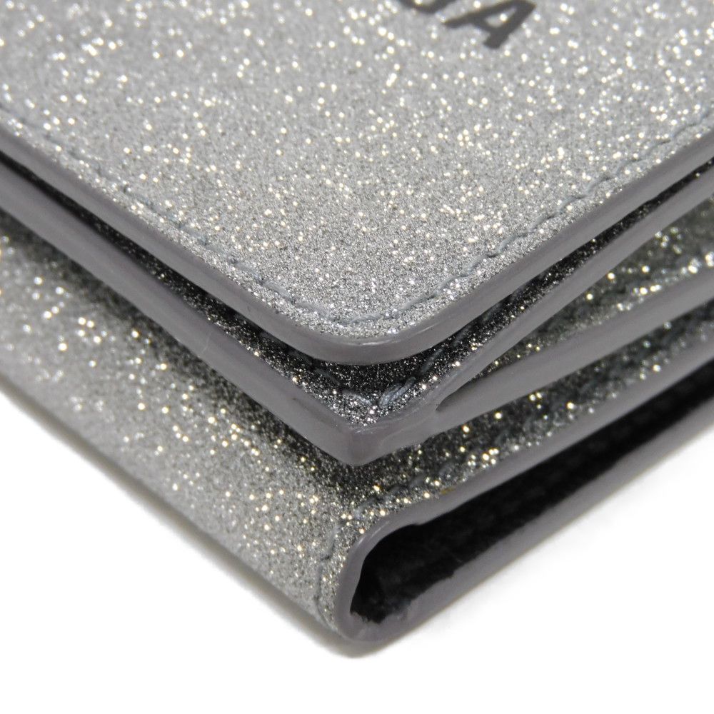BALENCIAGA Tri-fold wallet 551921 0XV3N 8106 Polyurethane x polyester Silver New logo Everyday Mini Wallet