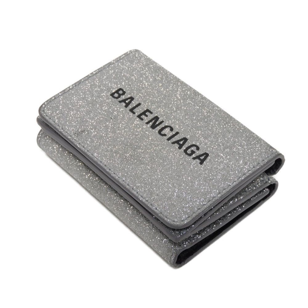 BALENCIAGA Tri-fold wallet 551921 0XV3N 8106 Polyurethane x polyester Silver New logo Everyday Mini Wallet